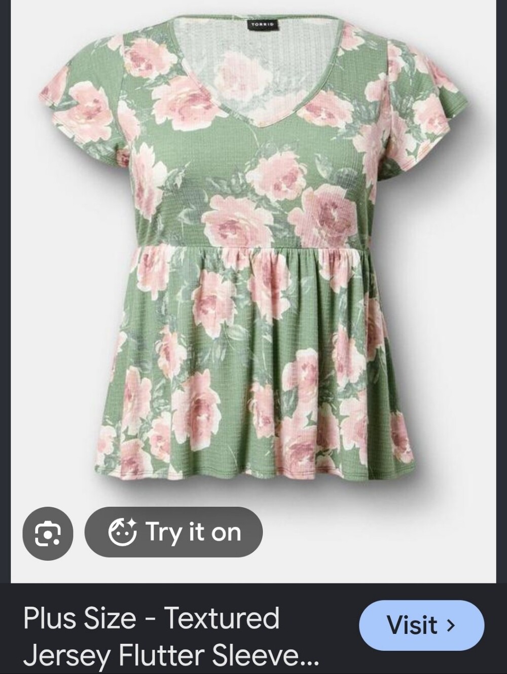 Torrid Pink and Sage Floral Knit Top